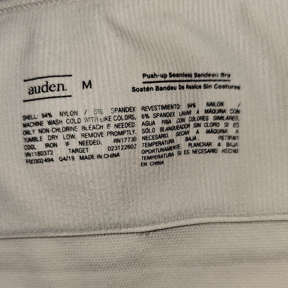 Auden Nude Strapless Push-Up Seamless Bandeau Bra Size M Molded Cups Wireless - Picture 4 of 11